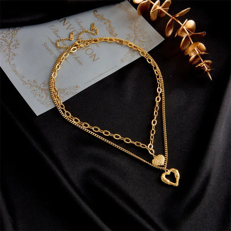 LuxeLaces™ Collar de Colgante de Corazón Chapado en Oro 18k