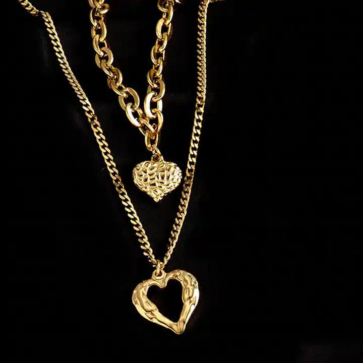 LuxeLaces™ Collar de Colgante de Corazón Chapado en Oro 18k